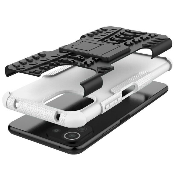 Чехол Hybrid Armor для Xiaomi Mi 11 Lite / Xiaomi Mi 11 Lite 5G (черный + белый)