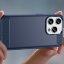 Чехол-накладка Carbon Fibre для iPhone 15 Pro Max (темно-синий)