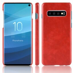 Кожаная накладка-чехол Litchi Texture для Samsung Galaxy S10 (красный)
