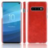 Кожаная накладка-чехол Litchi Texture для Samsung Galaxy S10 (красный)