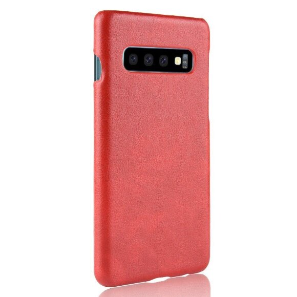Кожаная накладка-чехол Litchi Texture для Samsung Galaxy S10 (красный)