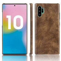 Кожаная накладка-чехол для Samsung Galaxy Note 10+ (Plus) (коричневый)