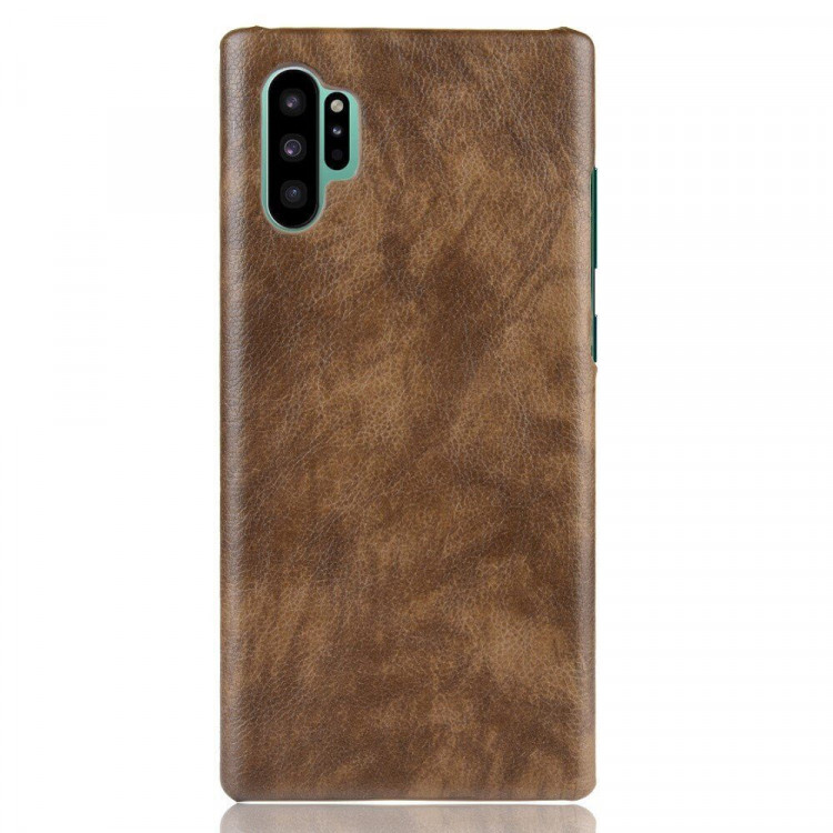 Кожаная накладка-чехол для Samsung Galaxy Note 10+ (Plus) (коричневый)