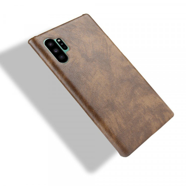 Кожаная накладка-чехол для Samsung Galaxy Note 10+ (Plus) (коричневый)