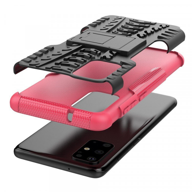 Чехол Hybrid Armor для Samsung Galaxy S20+ (Plus) (черный + розовый)