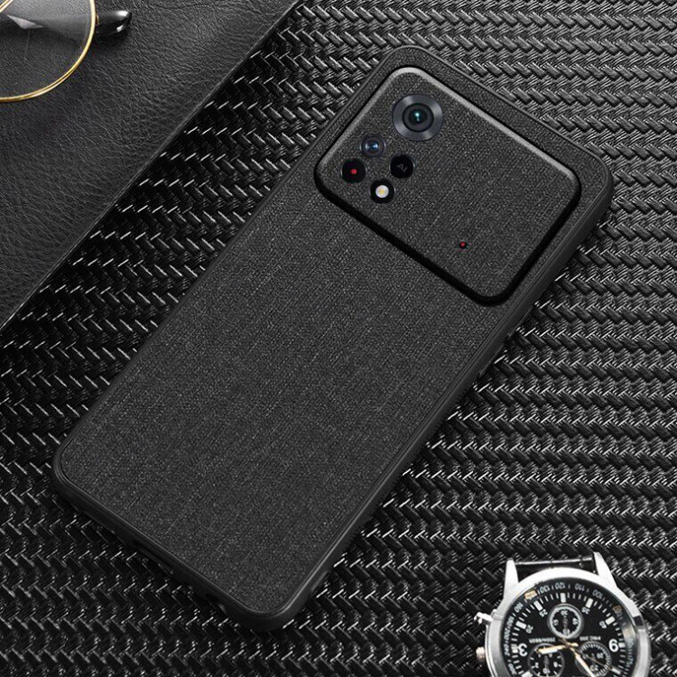 Чехол с тканевой текстурой для Xiaomi POCO M4 PRO 4G (черный)