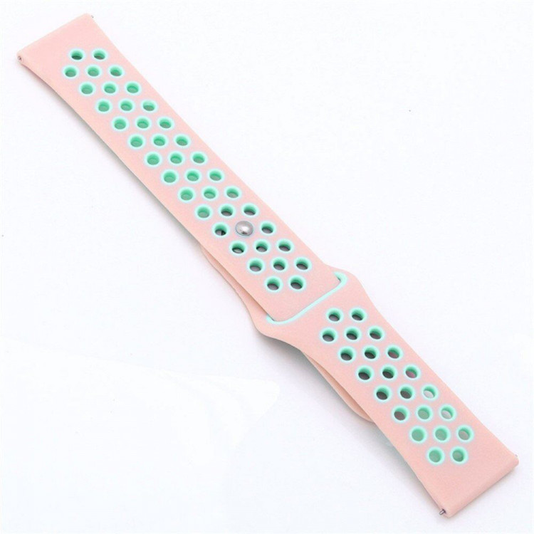 Двухцветный силиконовый ремешок для Samsung Gear S3 Frontier / S3 Classic / Galaxy Watch 46мм / Watch 3 (45мм) (розовый+зеленый)