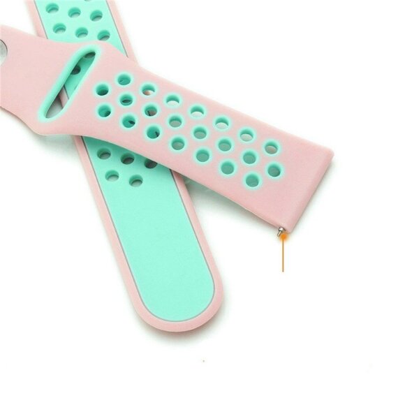 Двухцветный силиконовый ремешок для Samsung Gear S3 Frontier / S3 Classic / Galaxy Watch 46мм / Watch 3 (45мм) (розовый+зеленый)