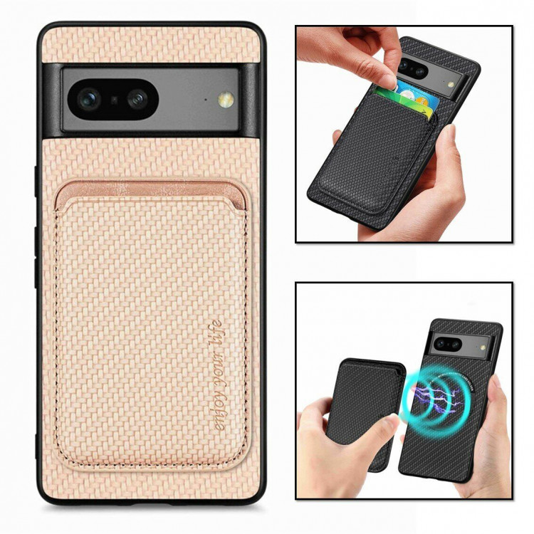 Чехол с магнитным держателем карт для Google Pixel 7 (бежевый)