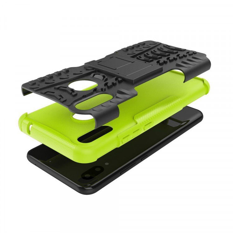 Чехол Hybrid Armor для Huawei Nova 3i / P Smart+ (Plus) (черный + зеленый)
