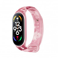 Камуфляжный силиконовый ремешок для Xiaomi Mi Band 7 (розовый)