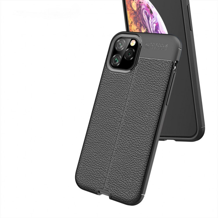 Чехол-накладка Litchi Grain для iPhone 11 Pro (черный)