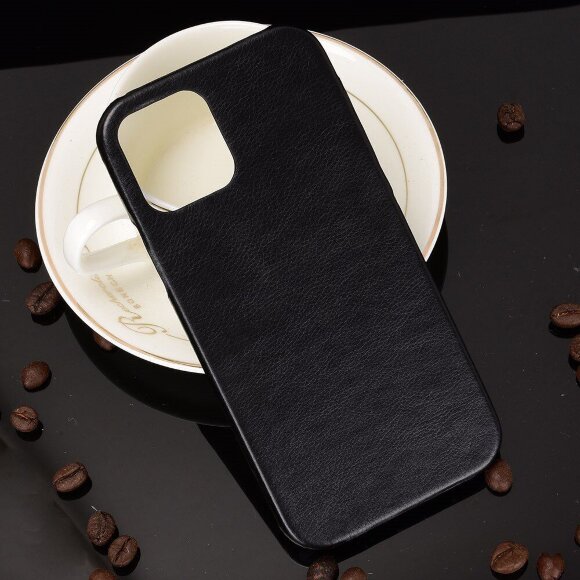 Кожаная накладка-чехол для iPhone 12 Pro Max (черный)