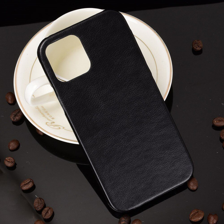 Кожаная накладка-чехол для iPhone 12 Pro Max (черный)