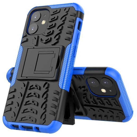 Чехол Hybrid Armor для iPhone 12 mini (черный + голубой) Чехол Hybrid Armor для iPhone 12 mini (черный + голубой)