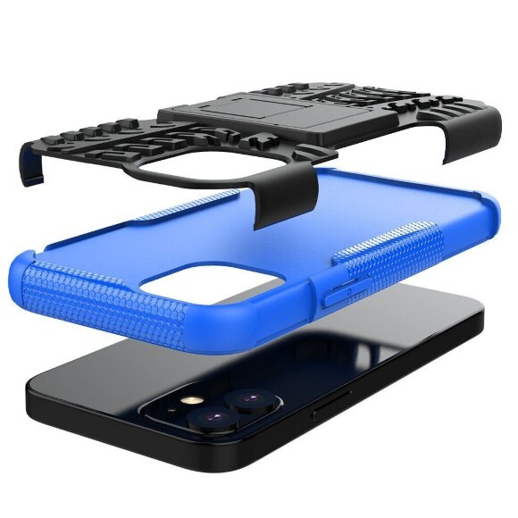 Чехол Hybrid Armor для iPhone 12 mini (черный + голубой) Чехол Hybrid Armor для iPhone 12 mini (черный + голубой)