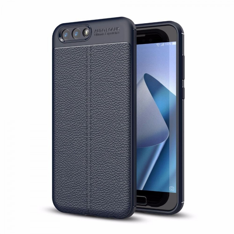 Чехол-накладка Litchi Grain для Asus Zenfone 4 ZE554KL (темно-синий)