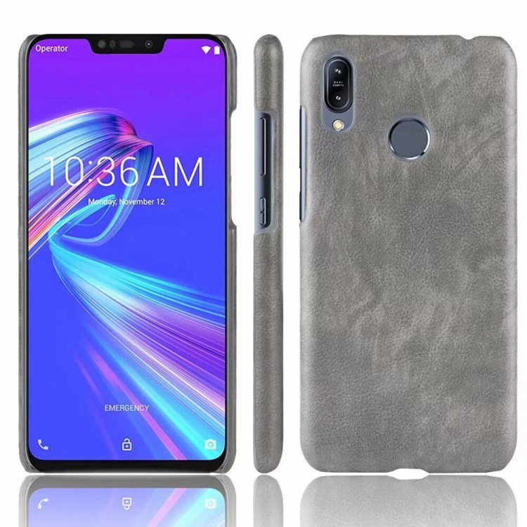 Кожаная накладка-чехол Litchi Texture для ASUS Zenfone Max (M2) ZB633KL (серый)