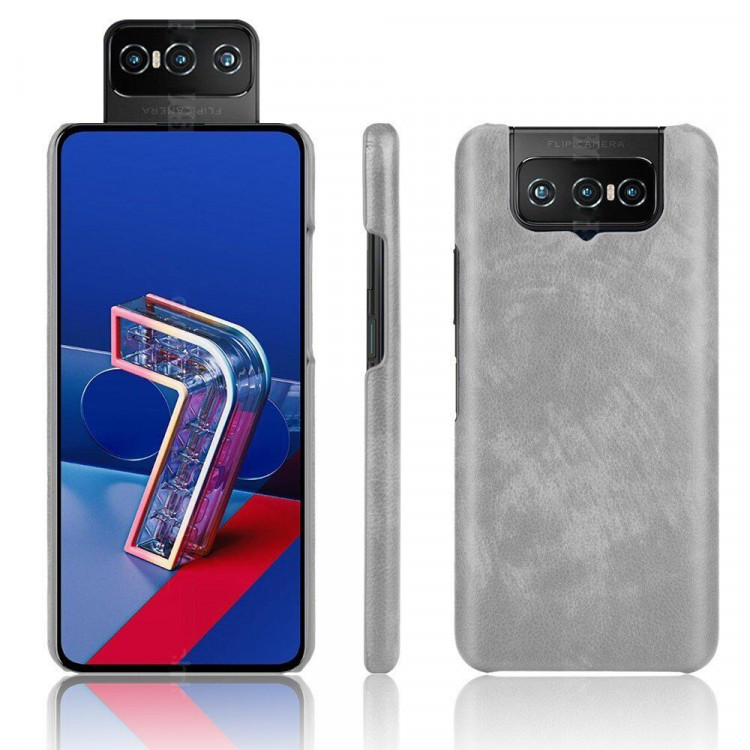 Кожаная накладка-чехол для Asus Zenfone 7 ZS670KS / Zenfone 7 Pro ZS671KS (серый)