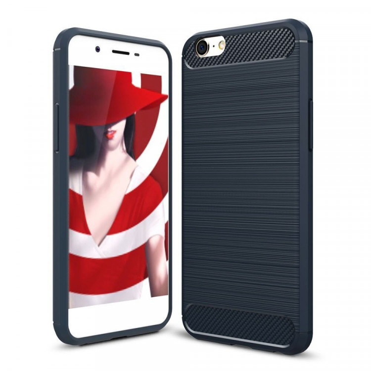 Чехол-накладка Carbon Fibre для Oppo A39 (темно-синий)