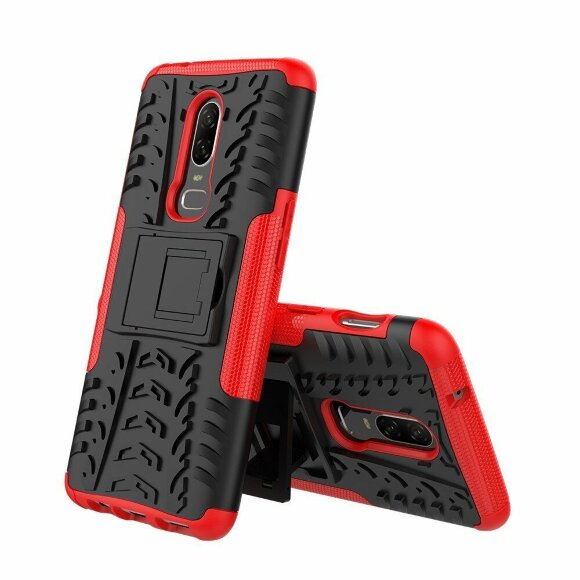 Чехол Hybrid Armor для OnePlus 6 (черный + красный)