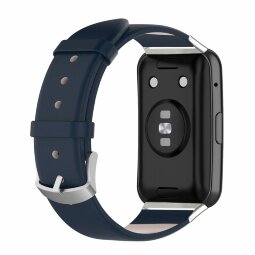 Кожаный ремешок для Huawei Watch Fit TIA-B09 (темно-синий)
