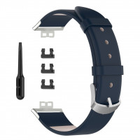 Кожаный ремешок для Huawei Watch Fit TIA-B09 (темно-синий)
