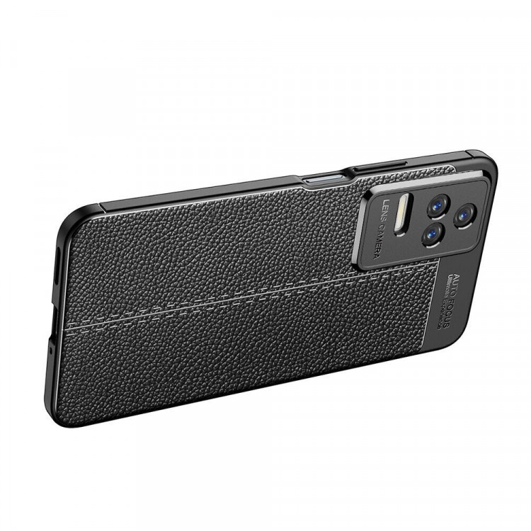 Чехол-накладка Litchi Grain для Xiaomi Poco F4 (черный)