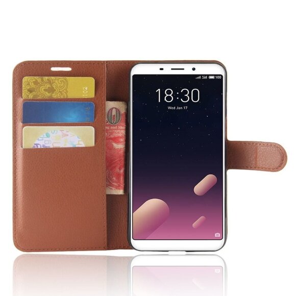 Чехол с визитницей для Meizu M6s (коричневый)