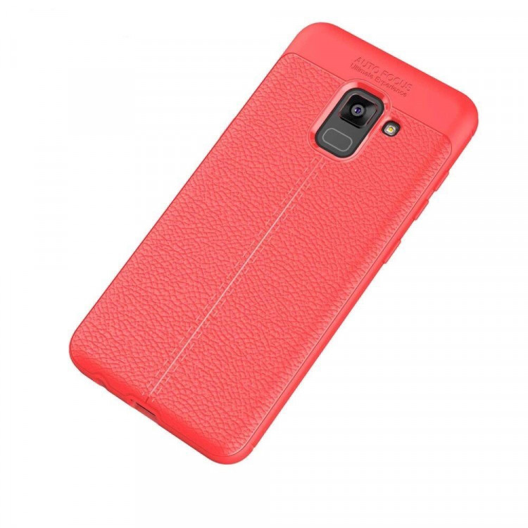 Чехол-накладка Litchi Grain для Samsung Galaxy A8 Plus (2018) (красный)
