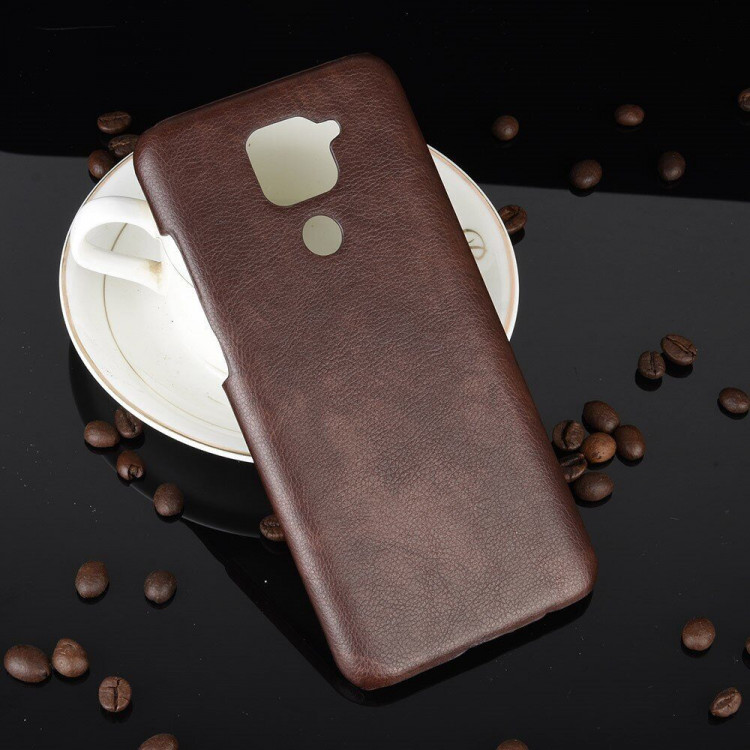Кожаная накладка-чехол для Xiaomi Redmi Note 9 (коричневый)