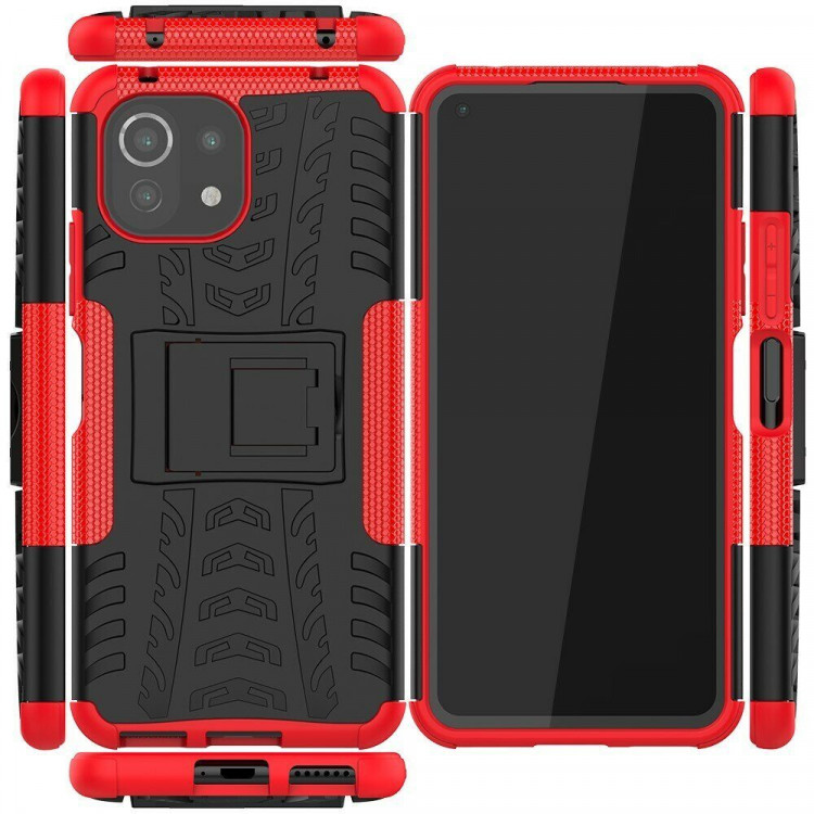 Чехол Hybrid Armor для Xiaomi Mi 11 Lite / Xiaomi Mi 11 Lite 5G (черный + красный)