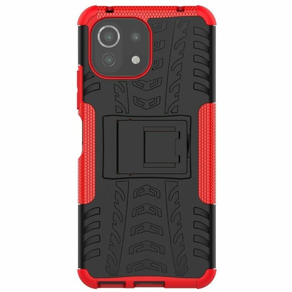 Чехол Hybrid Armor для Xiaomi Mi 11 Lite / Xiaomi Mi 11 Lite 5G (черный + красный)