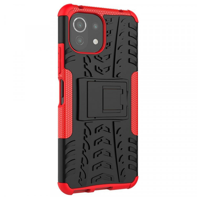 Чехол Hybrid Armor для Xiaomi Mi 11 Lite / Xiaomi Mi 11 Lite 5G (черный + красный)