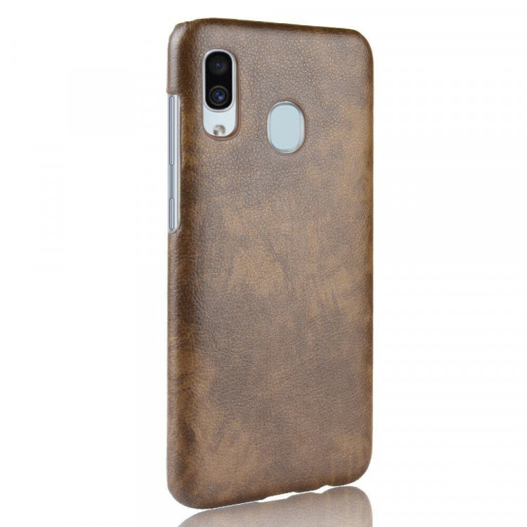 Кожаная накладка-чехол для Samsung Galaxy A20e (коричневый)