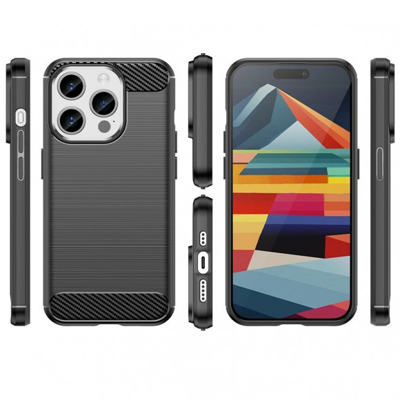 Чехол-накладка Carbon Fibre для iPhone 15 Pro Max (черный) Чехол-накладка Carbon Fibre для iPhone 15 Pro Max (черный)