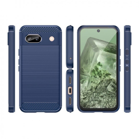 Чехол-накладка Carbon Fibre для Google Pixel 8a (темно-синий) Чехол-накладка Carbon Fibre для Google Pixel 8a (темно-синий)