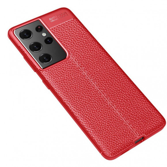 Чехол-накладка Litchi Grain для Samsung Galaxy S21 Ultra (красный)
