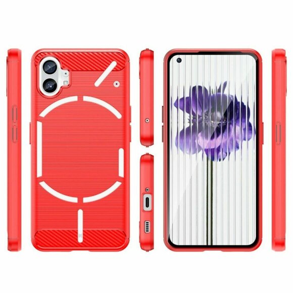 Чехол-накладка Carbon Fibre для Nothing Phone (1) (красный) Чехол-накладка Carbon Fibre для Nothing Phone (1) (красный)