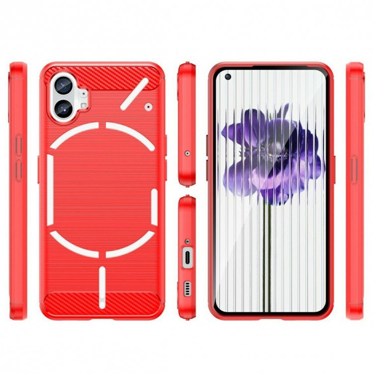 Чехол-накладка Carbon Fibre для Nothing Phone (1) (красный)