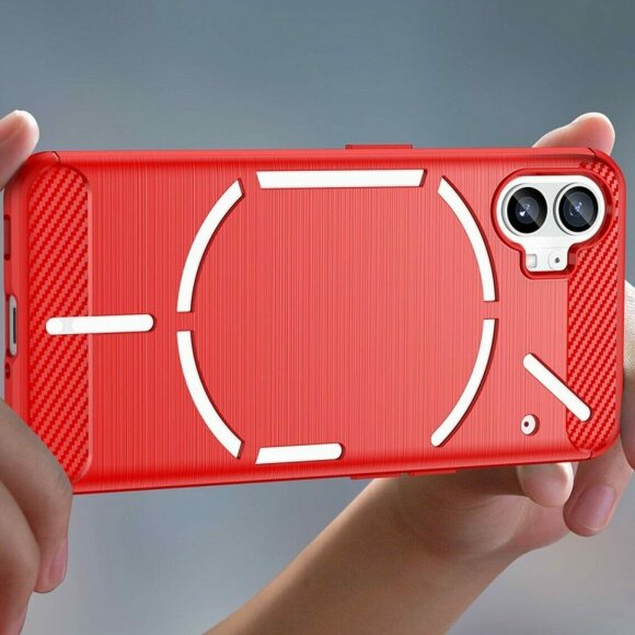Чехол-накладка Carbon Fibre для Nothing Phone (1) (красный) Чехол-накладка Carbon Fibre для Nothing Phone (1) (красный)