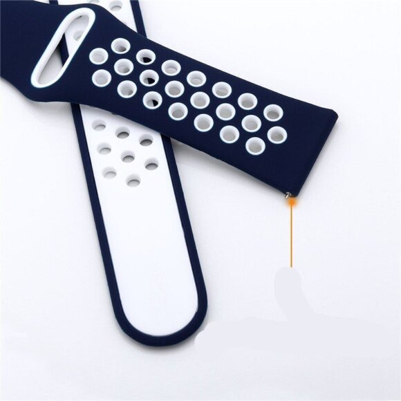 Двухцветный силиконовый ремешок для Samsung Gear S3 Frontier / S3 Classic / Galaxy Watch 46мм / Watch 3 (45мм) (синий+белый) Двухцветный силиконовый ремешок для Samsung Gear S3 Frontier / S3 Classic / Galaxy Watch 46мм / Watch 3 (45мм) (синий+белый)