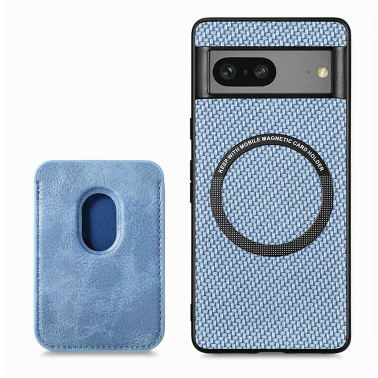 Чехол с магнитным держателем карт для Google Pixel 7 (голубой)