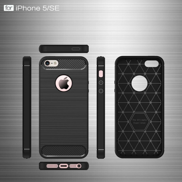 Чехол-накладка Carbon Fibre для iPhone 5 / 5S / SE (черный)