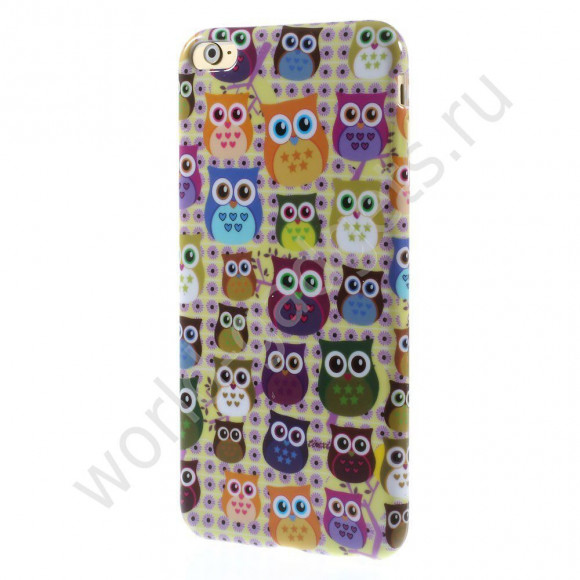 Чехол из мягкого пластика для iPhone 6 Plus (Совы)