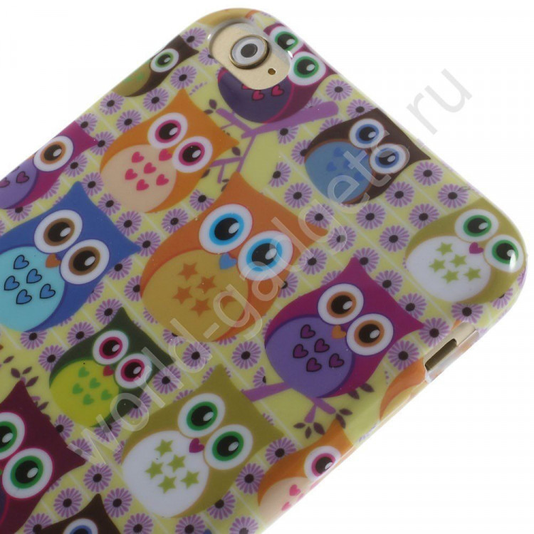 Чехол из мягкого пластика для iPhone 6 Plus (Совы)