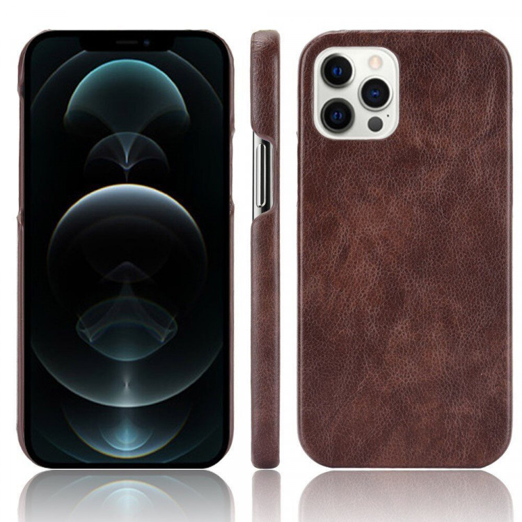 Кожаная накладка-чехол для iPhone 12 Pro Max (коричневый)