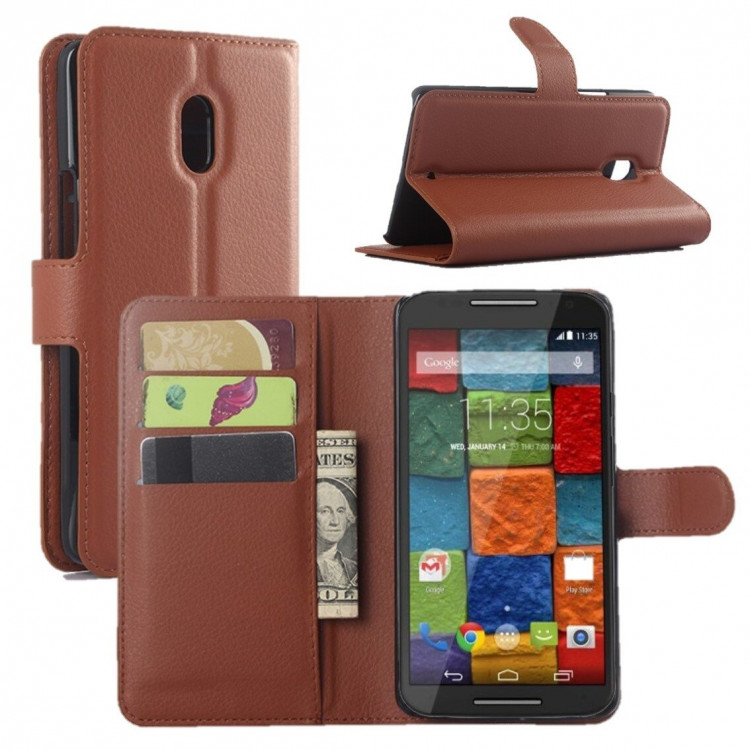 Чехол с визитницей для Motorola Moto X Play (коричневый)