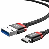 Кабель Baseus USB 3.0 - Type-C - 1,5м. (черный + красный)