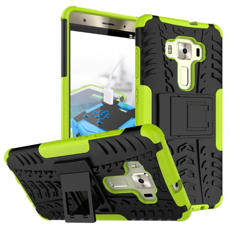 Чехол Hybrid Armor для ASUS Zenfone 3 Deluxe ZS570KL (черный + зеленый)
